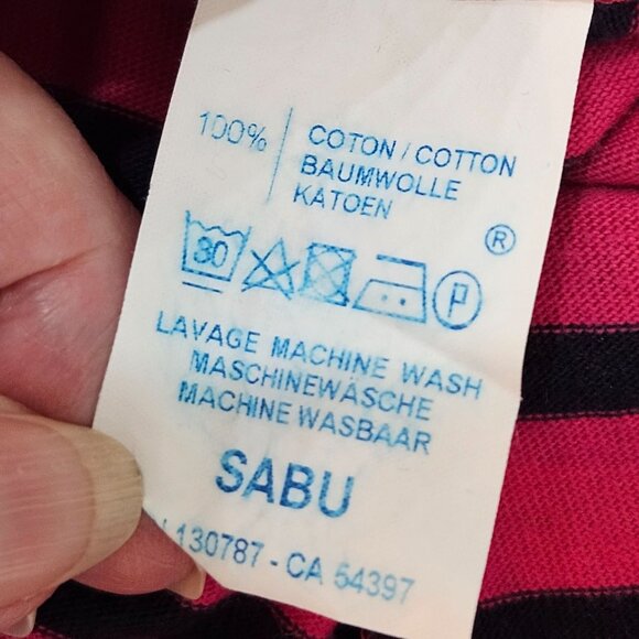 Saint James Breton Stripe Top Sz 6 Made in France Cotton Nautical Pink Black - Picture 10 of 10